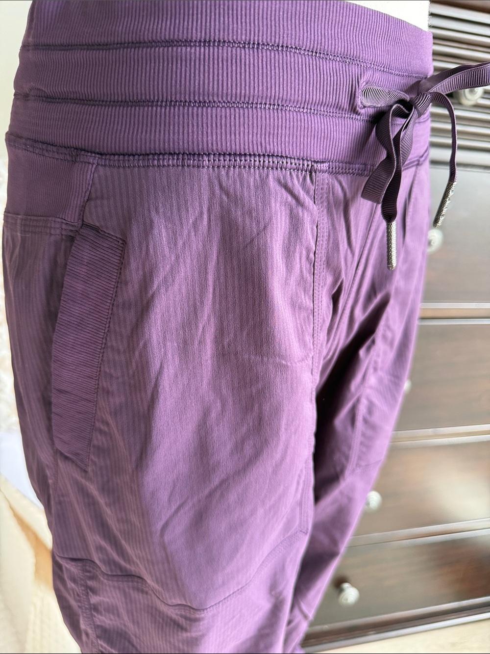 Purple Drawstring Casual Pants - Picture 2 of 10